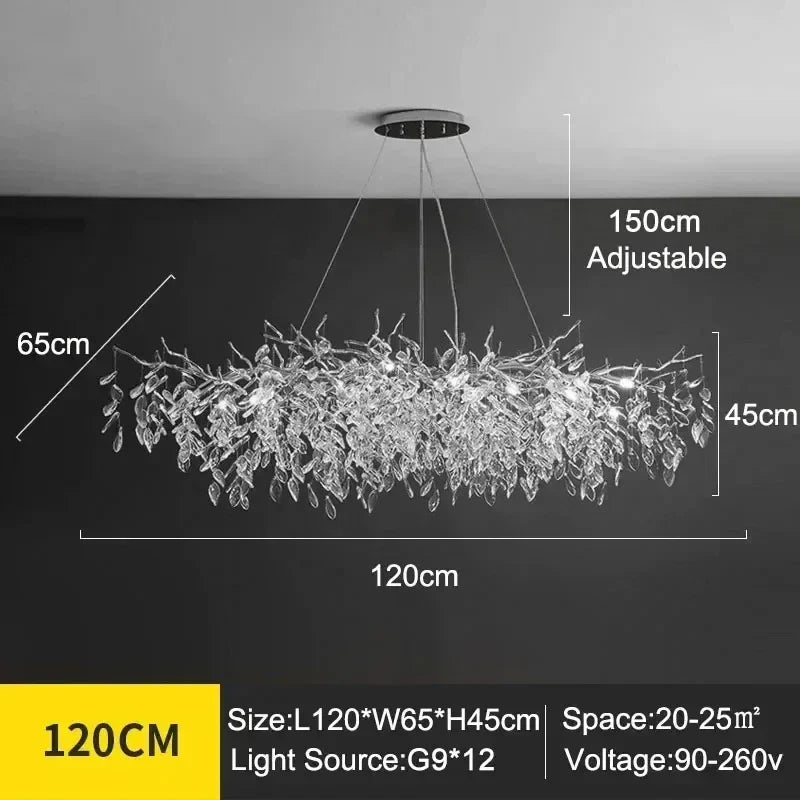 Modern Crystal Chandelier with LED Lighting - L120 H45cm Silver / neutral light - Chandelier