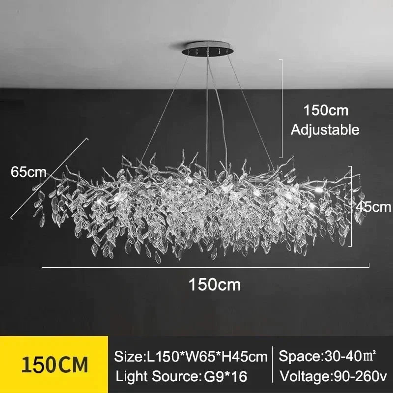 Modern Crystal Chandelier with LED Lighting - L150 H45cm Silver / white light - Chandelier