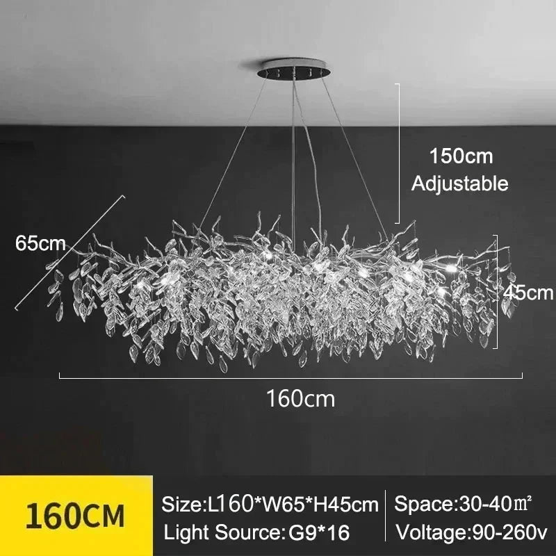 Modern Crystal Chandelier with LED Lighting - L160 H45cm Silver / neutral light - Chandelier