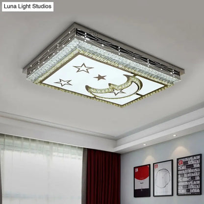 DecorBites™ DecorBites™ Modern Crystal Chrome LED Ceiling Light with Star-Crescent Pattern and Flush Mount