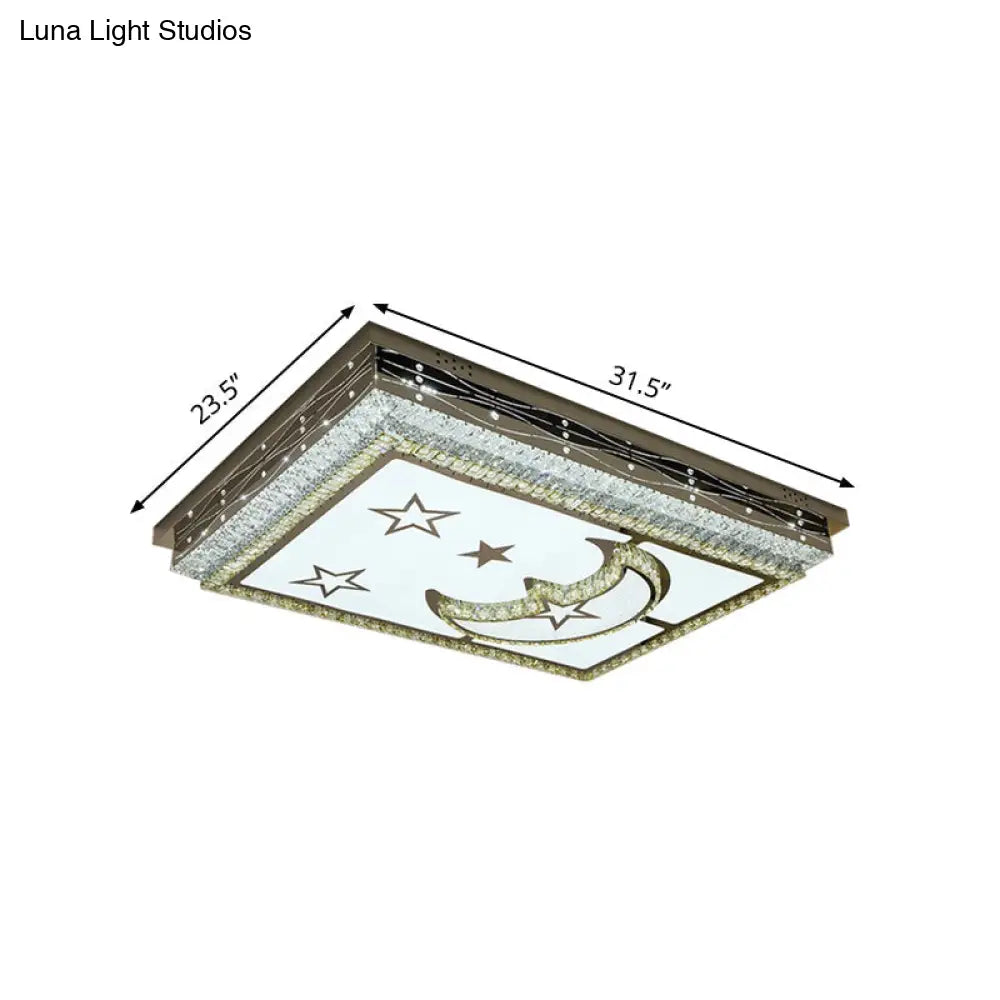 DecorBites™ DecorBites™ Modern Crystal Chrome LED Ceiling Light with Star-Crescent Pattern and Flush Mount