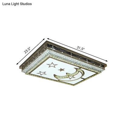 DecorBites™ DecorBites™ Modern Crystal Chrome LED Ceiling Light with Star-Crescent Pattern and Flush Mount