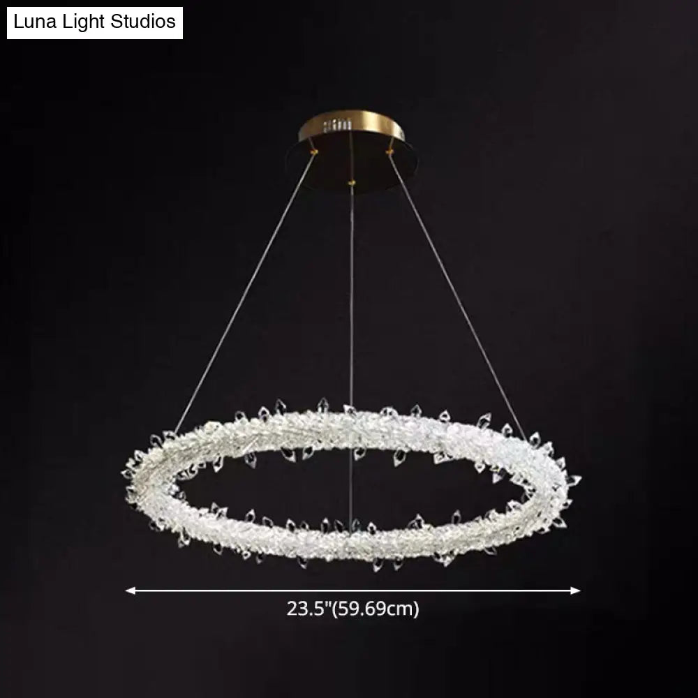 Modern Crystal Circle Chandelier for Restaurants - Pendant Lighting