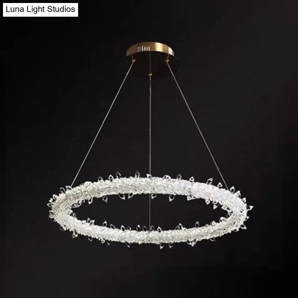 Modern Crystal Circle Chandelier for Restaurants - Pendant Lighting