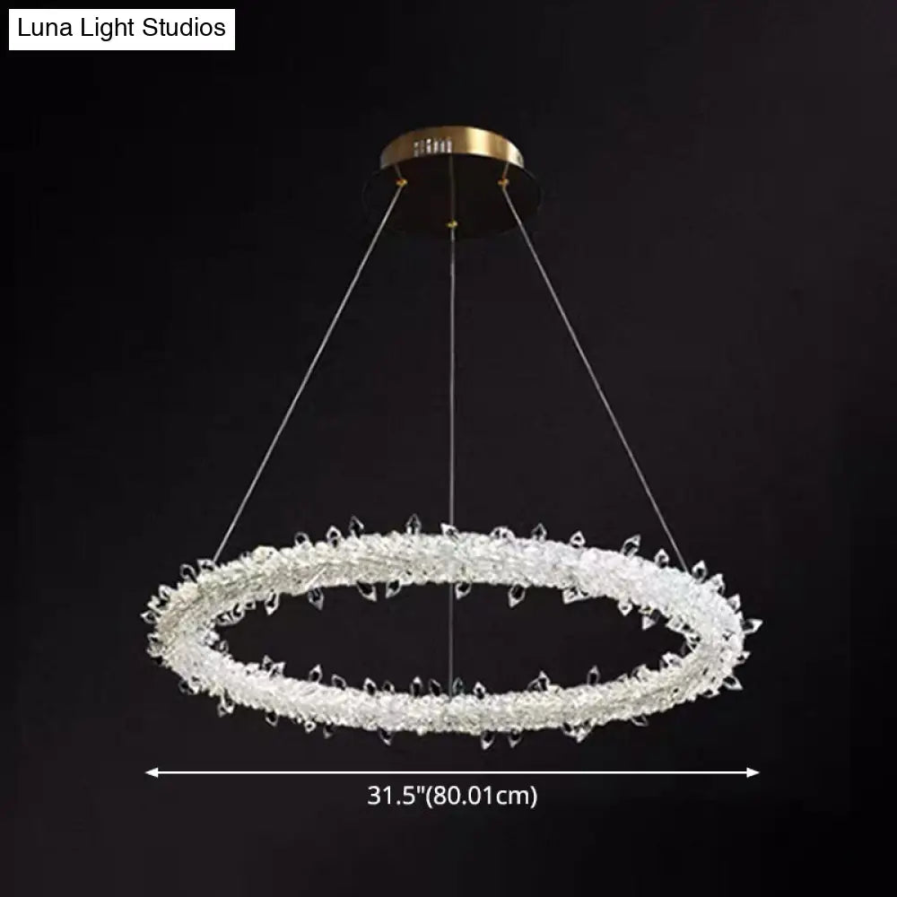 Modern Crystal Circle Chandelier for Restaurants - Pendant Lighting