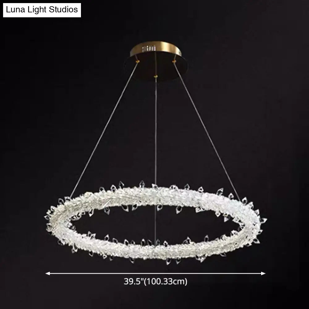 Modern Crystal Circle Chandelier for Restaurants - Pendant Lighting