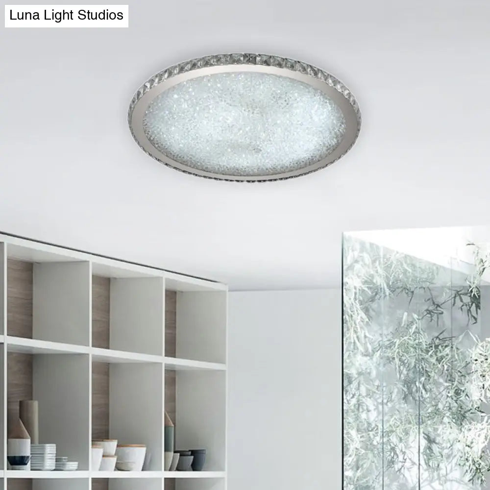 DecorBites™ Lámpara de techo circular moderna de cristal DecorBites™ - Luminaria LED de 1 luz transparente/ámbar con luz cálida/blanca, disponible en anchos de 8.5", 14" y 18". 