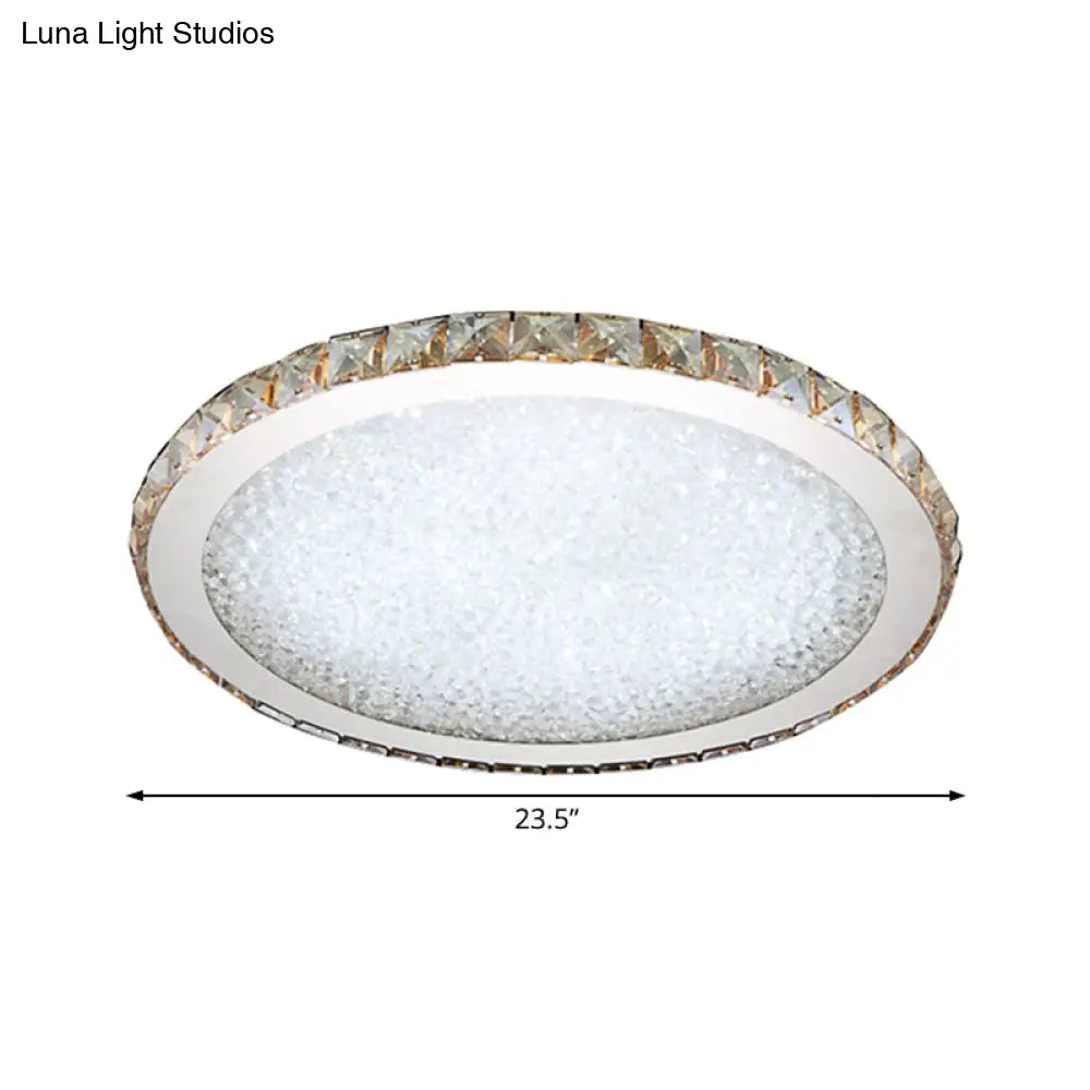 DecorBites™ Lámpara de techo circular moderna de cristal DecorBites™ - Luminaria LED de 1 luz transparente/ámbar con luz cálida/blanca, disponible en anchos de 8.5", 14" y 18". 