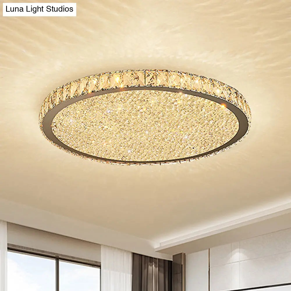DecorBites™ Lámpara de techo circular moderna de cristal DecorBites™ - Luminaria LED de 1 luz transparente/ámbar con luz cálida/blanca, disponible en anchos de 8.5", 14" y 18". 