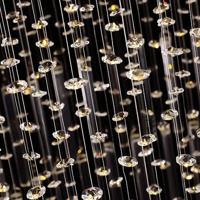 Modern crystal column chandelier with clear faceted crystal droplets on metallic wires for living room decorbites crystal column