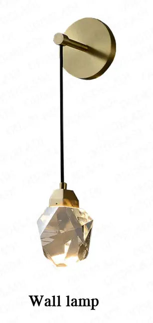 A modern crystal copper led wall lamp with brass mount and faceted globe for bedroom and stairs decorbites crystal copper