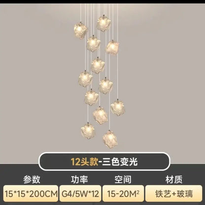 Modern crystal cube chandelier pendant lights with twelve faceted glass globes for dining room decorbites cube chandelier