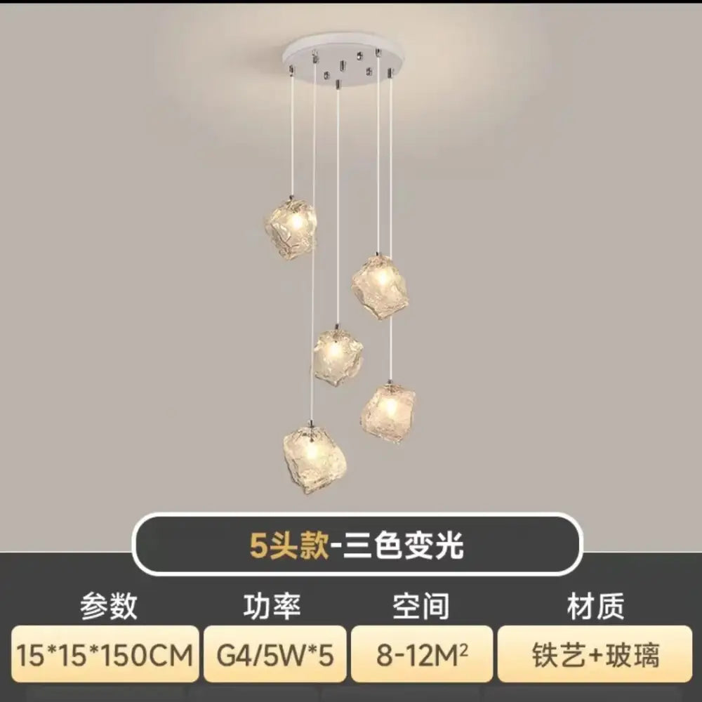 Modern crystal cube chandelier pendant lights with five translucent faceted glass globes on a white metal mount for dining room decorbites cube chandelier pendant lights