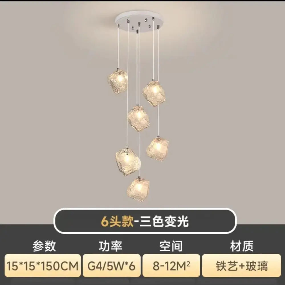 Modern crystal cube chandelier pendant lights with white ceiling mount and amber glass globes by decorbites cube chandelier