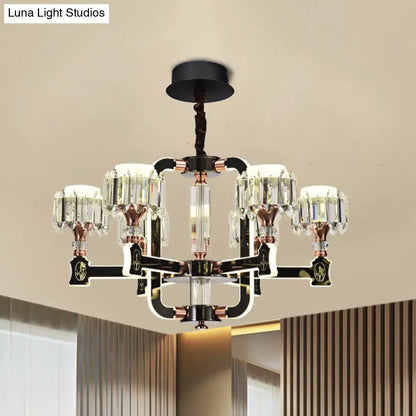 Lámpara de techo colgante LED cilíndrica moderna de cristal con acabado negro (6/8 bombillas)
