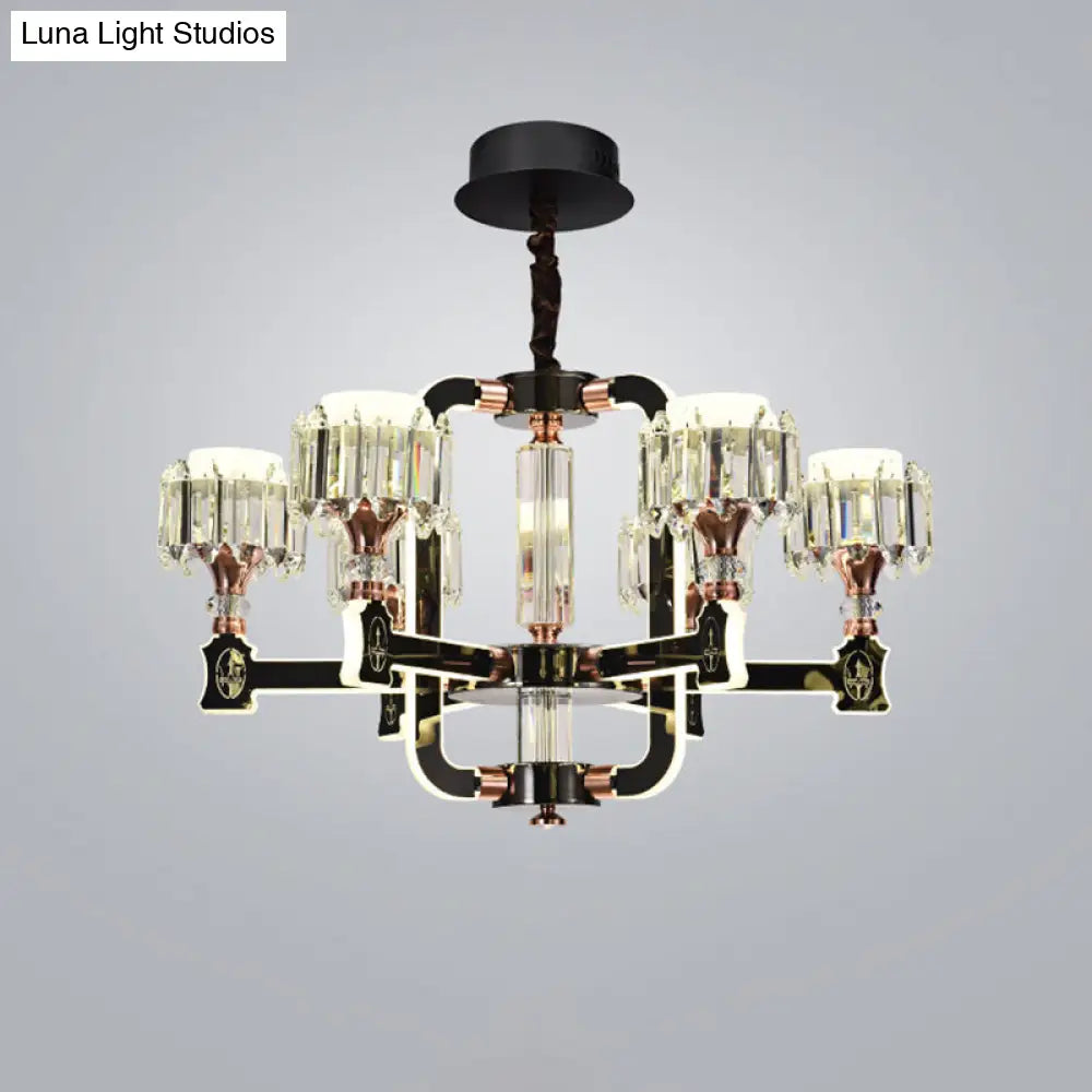 Lámpara de techo colgante LED cilíndrica moderna de cristal con acabado negro (6/8 bombillas)