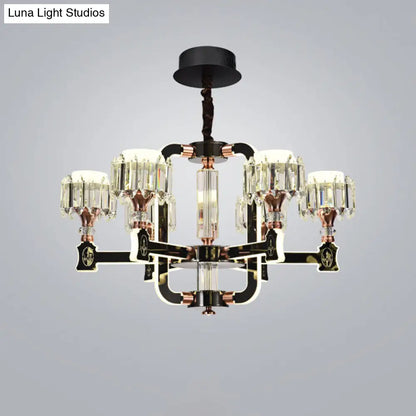 Lámpara de techo colgante LED cilíndrica moderna de cristal con acabado negro (6/8 bombillas)