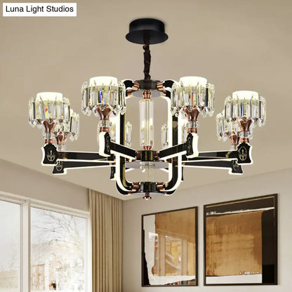 Lámpara de techo colgante LED cilíndrica moderna de cristal con acabado negro (6/8 bombillas)