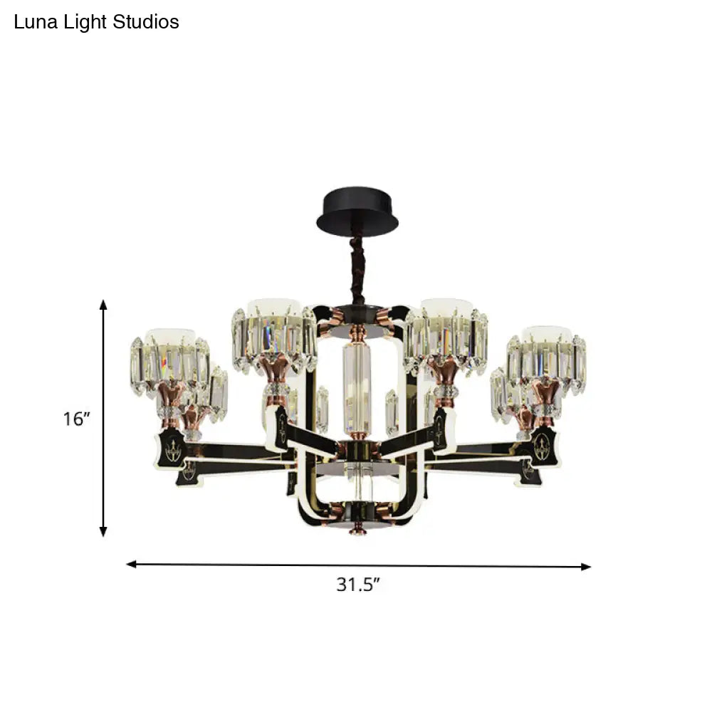 Lámpara de techo colgante LED cilíndrica moderna de cristal con acabado negro (6/8 bombillas)