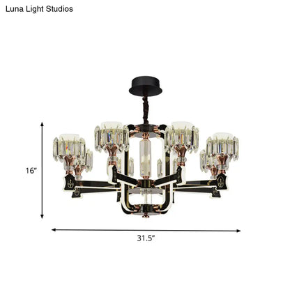Lámpara de techo colgante LED cilíndrica moderna de cristal con acabado negro (6/8 bombillas)