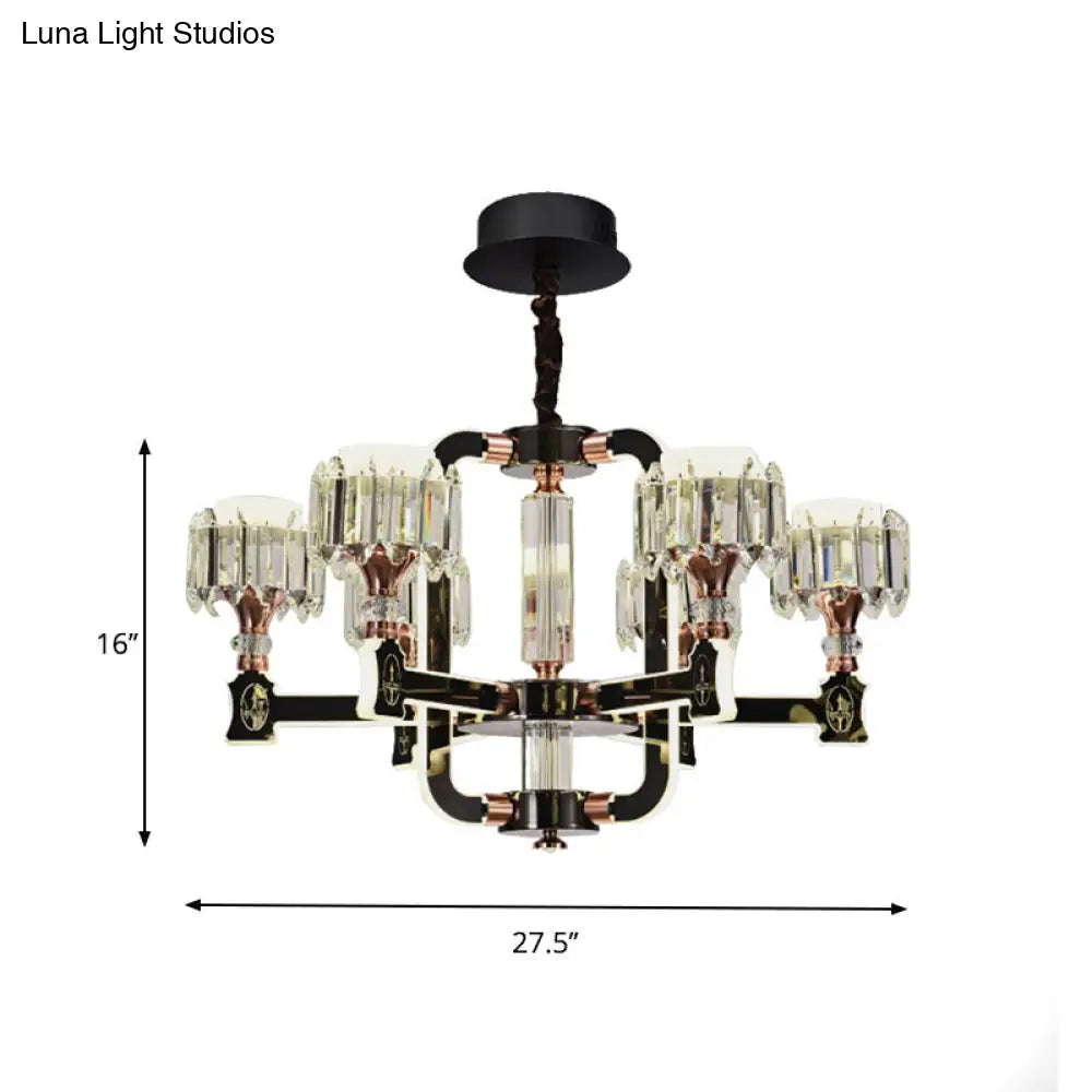 Lámpara de techo colgante LED cilíndrica moderna de cristal con acabado negro (6/8 bombillas)