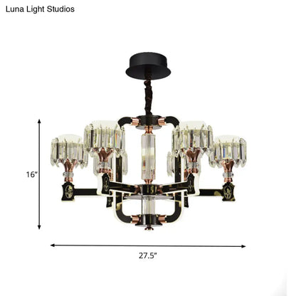 Lámpara de techo colgante LED cilíndrica moderna de cristal con acabado negro (6/8 bombillas)