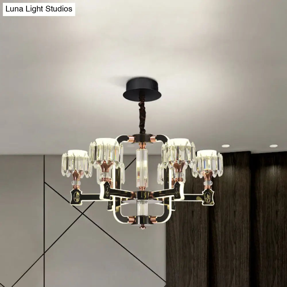 Lámpara de techo colgante LED cilíndrica moderna de cristal con acabado negro (6/8 bombillas)