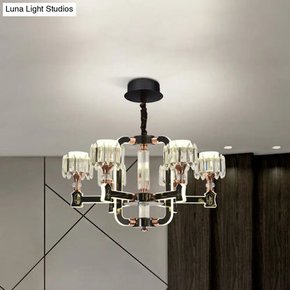 Lámpara de techo colgante LED cilíndrica moderna de cristal con acabado negro (6/8 bombillas)