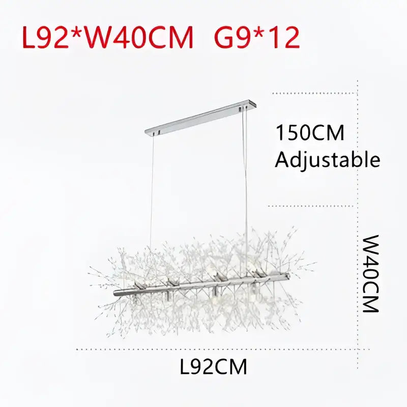 Silver modern decorbites dandelion chandelier pendant lamp with sleek adjustable design and crystal embellishments for dining room