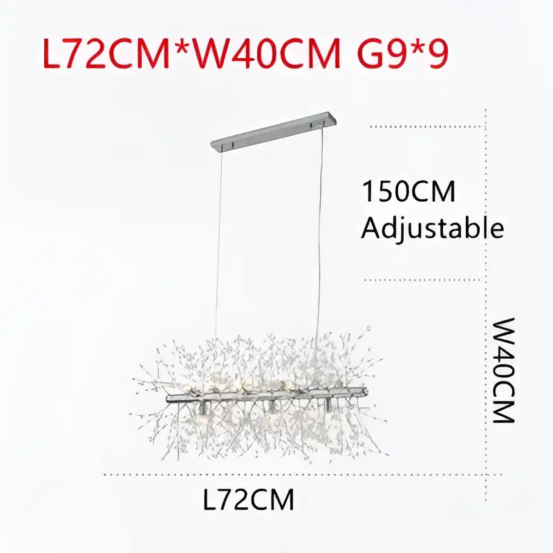 Silver modern decorbites dandelion chandelier pendant lamp with adjustable design and crystal accents for dining room decor