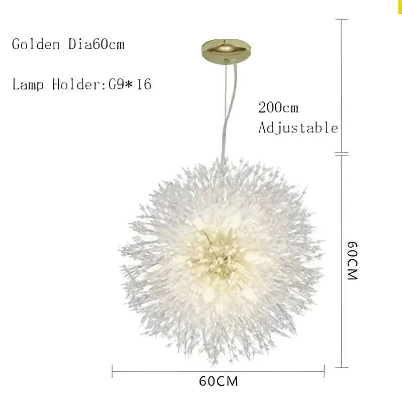 Modern crystal silver dandelion chandelier led pendant lamp with golden ceiling mount for dining room decorbites dandelion chandelier