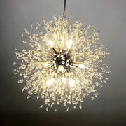 Modern crystal dandelion led ceiling chandelier with clear glass beads and metal stems for living room decorbites dandelion led