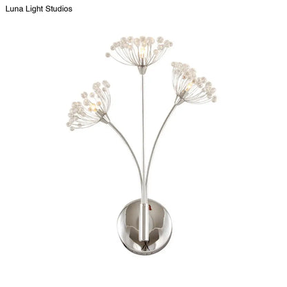 DecorBites™ DecorBites™ Modern Crystal Dandelion Wall Sconce Light - 3 Lights, Silver - Perfect for Office Room