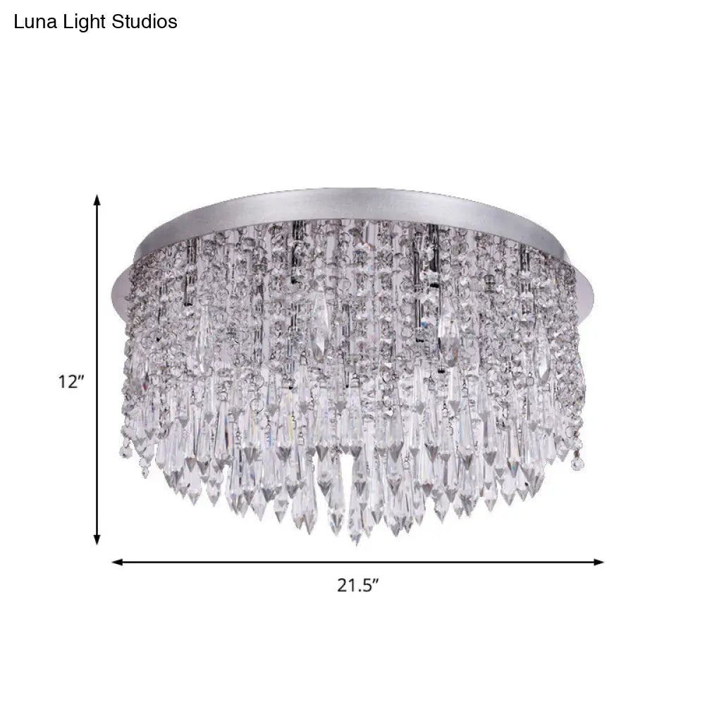 DecorBites™ DecorBites™ Modern Crystal Dome Ceiling Light Fixture - 15-Light Flush Mount with Chrome Finish