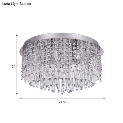 DecorBites™ DecorBites™ Modern Crystal Dome Ceiling Light Fixture - 15-Light Flush Mount with Chrome Finish