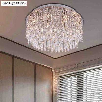 DecorBites™ DecorBites™ Modern Crystal Dome Ceiling Light Fixture - 15-Light Flush Mount with Chrome Finish