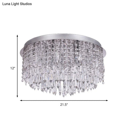 DecorBites™ DecorBites™ Modern Crystal Dome Ceiling Light Fixture - 15-Light Flush Mount with Chrome Finish