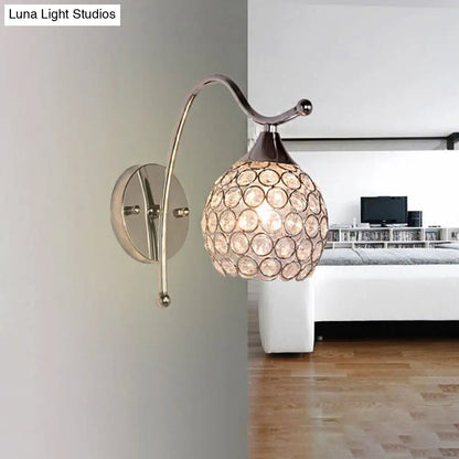 DecorBites™ DecorBites™ Modern Crystal Dome Wall Sconce with Chrome Backplate - 1 Light Corridor Mount