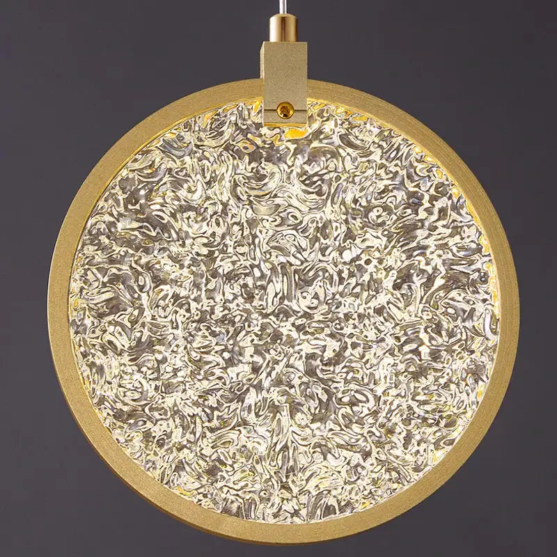 Modern crystal double story led ring chandelier with frosted glass and gold-toned metal frame for living room light