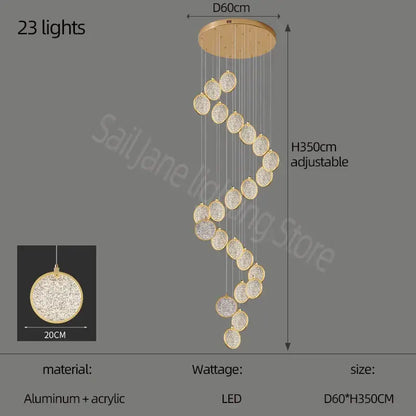 Modern crystal double story led ring chandelier in gold tone with 23 crystal lights and aluminum base for living rooms