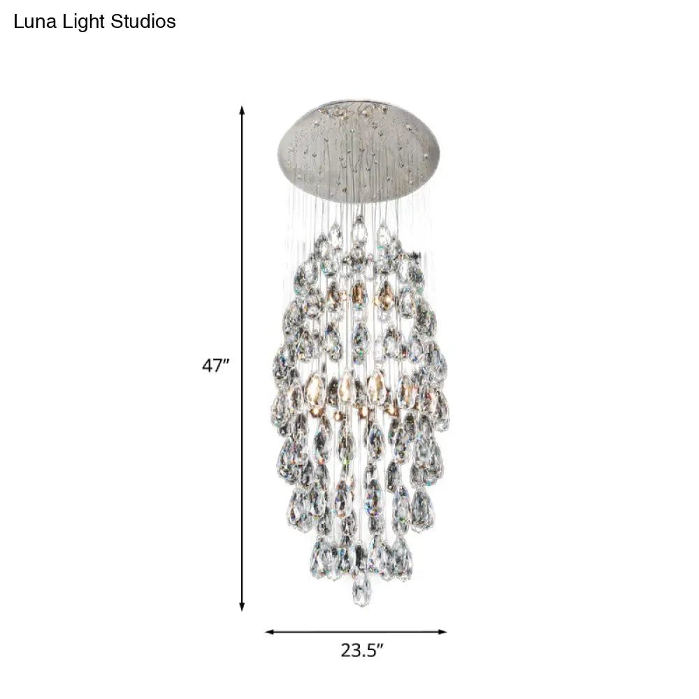 DecorBites™ DecorBites™ Modern Crystal Drip Flush Mount Chandelier in Satin Nickel – Stylish 6-Bulb Ceiling Light for Restaurants