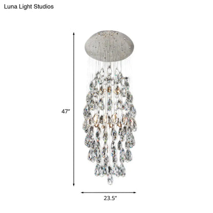 DecorBites™ DecorBites™ Modern Crystal Drip Flush Mount Chandelier in Satin Nickel – Stylish 6-Bulb Ceiling Light for Restaurants