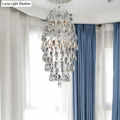 DecorBites™ DecorBites™ Modern Crystal Drip Flush Mount Chandelier in Satin Nickel – Stylish 6-Bulb Ceiling Light for Restaurants