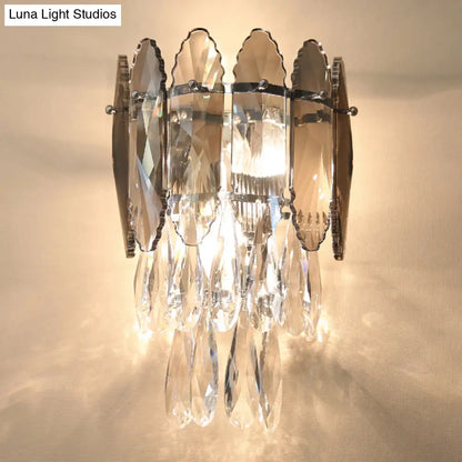 DecorBites™ DecorBites™ Modern Crystal Droplet Foyer Sconce Light - Layered Wall Lighting Fixture - 2 Heads