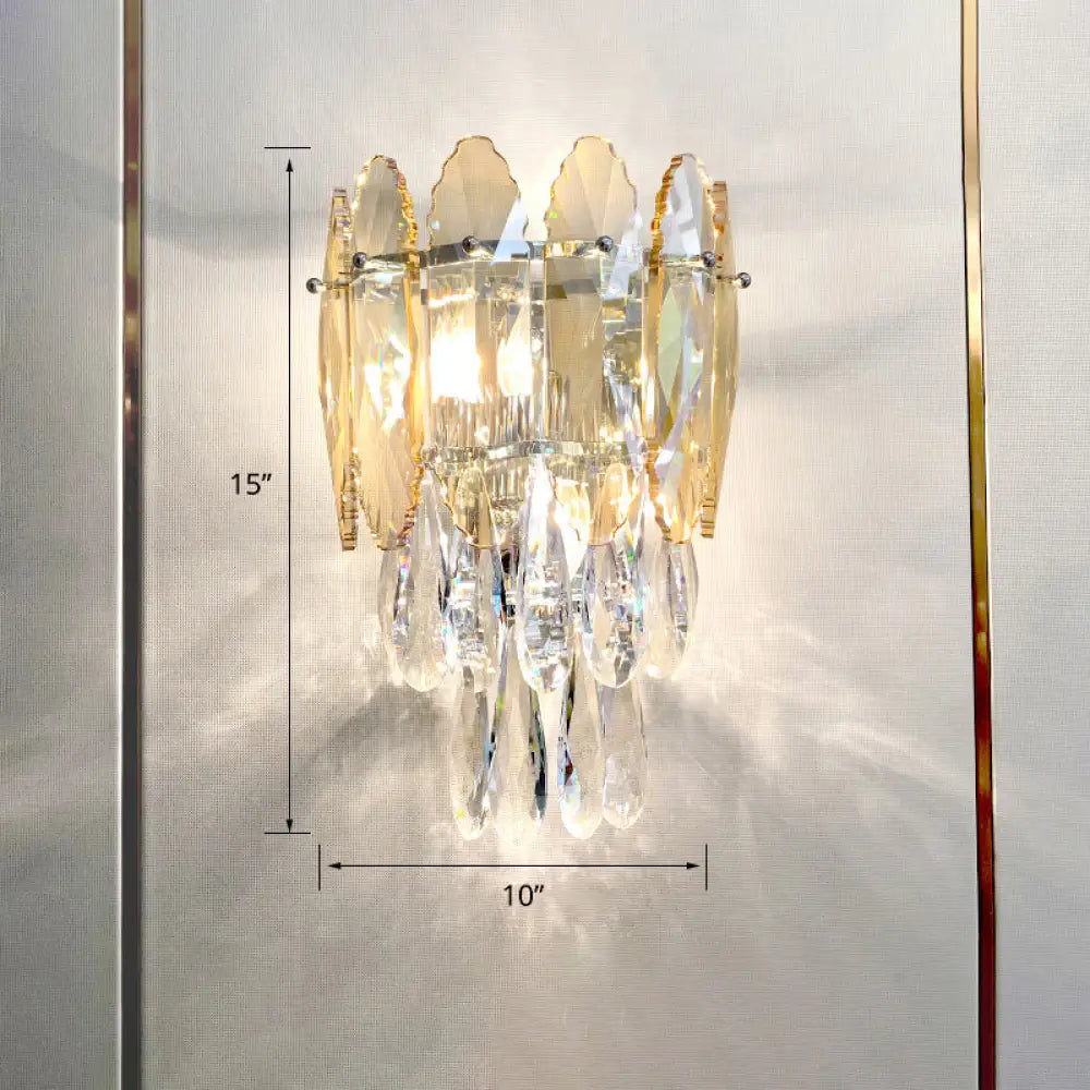 DecorBites™ DecorBites™ Modern Crystal Droplet Foyer Sconce Light - Layered Wall Lighting Fixture - 2 Heads