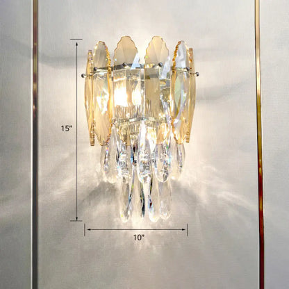 DecorBites™ DecorBites™ Modern Crystal Droplet Foyer Sconce Light - Layered Wall Lighting Fixture - 2 Heads