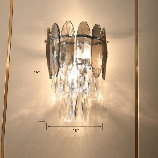DecorBites™ DecorBites™ Modern Crystal Droplet Foyer Sconce Light - Layered Wall Lighting Fixture - 2 Heads