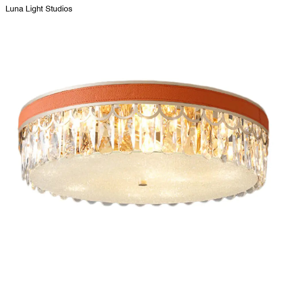 DecorBites™ DecorBites™ Modern Crystal Drum Ceiling Lamp with 5 Orange/Black Bulbs