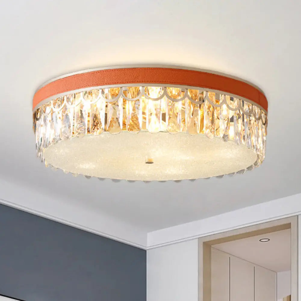 DecorBites™ DecorBites™ Modern Crystal Drum Ceiling Lamp with 5 Orange/Black Bulbs