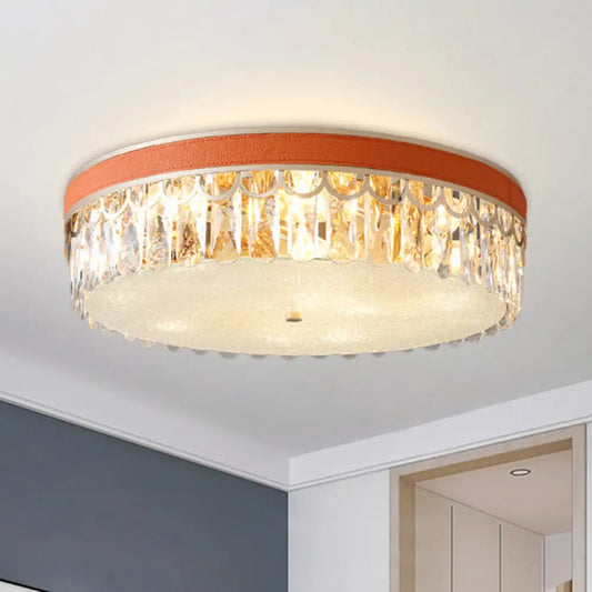 DecorBites™ DecorBites™ Modern Crystal Drum Ceiling Lamp with 5 Orange/Black Bulbs